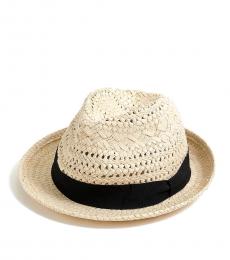 J.Crew Old Lace Black Fedora-Ribbon Hat