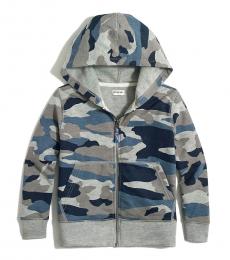 J.Crew Little Boys Grey Blue Multi Full Zip Hoodie