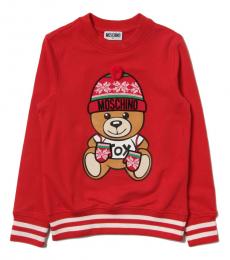 Moschino Little Boys Red Maxi Teddy Sweatshirt