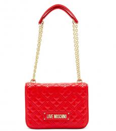 Love Moschino Red Quilted Medium Shoulder Bag