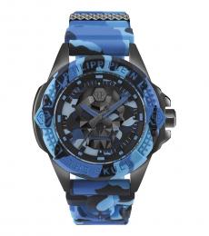 Blue Camo Skul Dial Watch