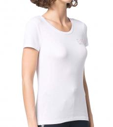 Emporio Armani White Cotton Logo T-Shirt