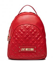 Red Quilted Medium Backpack