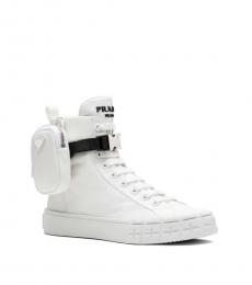Prada White Wheel Pocket Sneakers