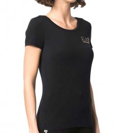 Emporio Armani Black Cotton Logo T-Shirt