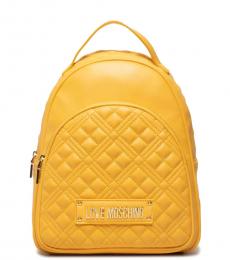 Love Moschino Yellow Quilted Medium Backpack