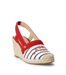 Ralph Lauren Stencil Stripe Red Penelopie Wedges
