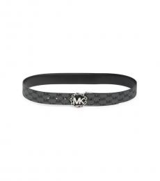 Michael Kors Black Embellished Logo Buckle Reversible Belt