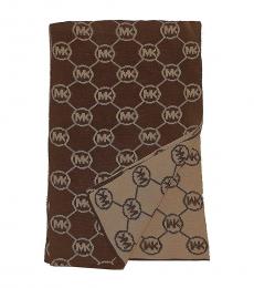 Michael Kors Chocolate-Camel Cowl Monogram Scarf