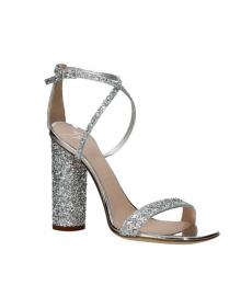 Giuseppe Zanotti Silver Open Toe Glitter Heels