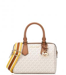 Michael Kors Vanilla/Luggage Hayes Small Satchel