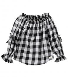 7 For All Mankind Little Girls Gingham Off The Shoulder Top