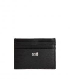 Cavalli Class Black Textured Leather Card Holder