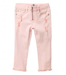 7 For All Mankind Little Girls Pink O-Ring Exposed Zipper Jeans