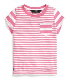 Ralph Lauren Little Girls Baja Pink Striped T-Shirt