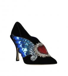 Dolce & Gabbana Black Heart Embellished Heels