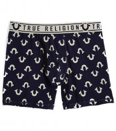 True Religion Navy Blue Logo Boxer Brief Underwear