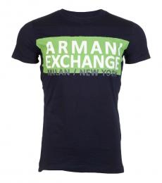 Armani Exchange Navy Blue Slim Fit Logo T-Shirt