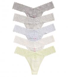 Betsey Johnson Light Blue 5-Pack Floral Lace Thong