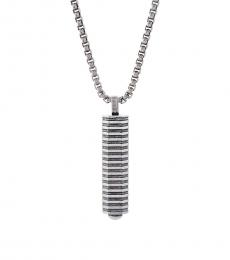 Ben Sherman Silver Black Geometric Bar Pendant Necklace