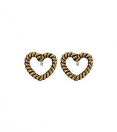 Marc Jacobs Antique Gold Heart Charm Stud Earrings