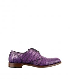 Dolce & Gabbana Purple Croc Print Lace Ups