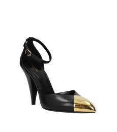 Celine Black Gold Leather Heels