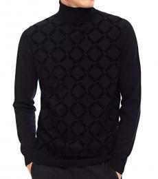 Karl Lagerfeld Black Logo Turtleneck Sweater