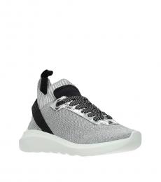 Silver Fabric Sneakers