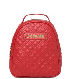 Red Quilted Small Backpack