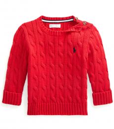 Baby Boys Red Cable-Knit Sweater