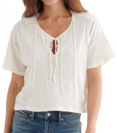 Lucky Brand White Pintucked High-Low Top