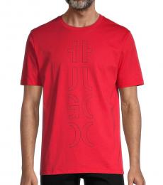 Hugo Boss Red Darlon Abstract Logo T-Shirt