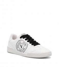 Versace Jeans Couture White Leather Logo Sneakers