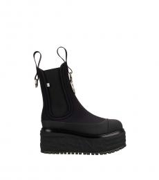 Dolce & Gabbana Black Logo Silver Pendant Boots