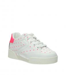 White Pink Dot Print Sneakers