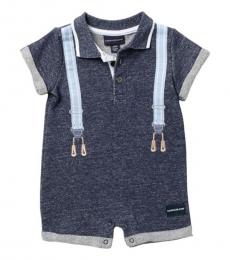 Calvin Klein Baby Boys Navy Suspender French Terry Romper