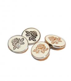 Ralph Lauren White Silver Vintage Collegiate Rose Cufflinks