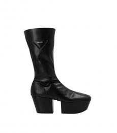 Black Logo Leather Boots