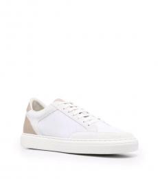Brunello Cucinelli White Beige Back Logo Sneakers