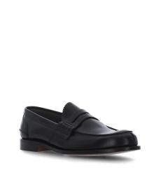 Church's Black Leather Block Heels Loafers