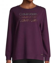 Calvin Klein Aubergine Sequin Cotton Sweatshirt