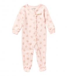 Juicy Couture Baby Girls Pink Crown Foil Print Footed Coverall