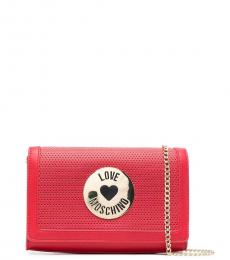 Love Moschino Red Perforated Small Crossbody Bag