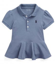 Ralph Lauren Baby Girls Capri Blue Peplum Pique Polo