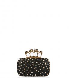 Alexander McQueen Black Four Ring Box Clutch