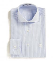 Roberto Cavalli Light Blue Slim Fit Striped Dress Shirt