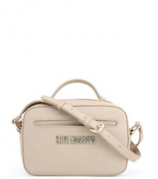 Love Moschino Beige Round Pouch Small Crossbody