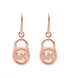 Michael Kors Rose Gold Logo Padlock Drop Earrings