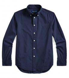 Ralph Lauren Boys Newport Navy Garment-Dyed Shirt